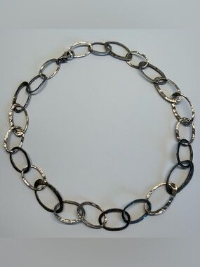 Silpada Sterling Silver Hammered Link Necklace 19” Chunky Statement